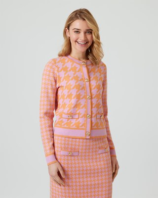 Strickjacke mit Hahnentrittmuster