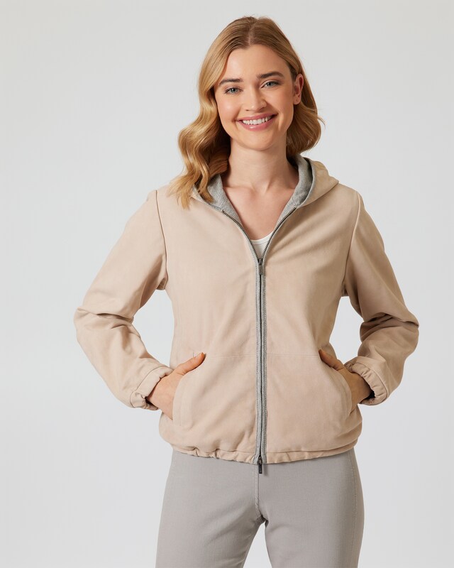 Lederjacke mit Kapuze