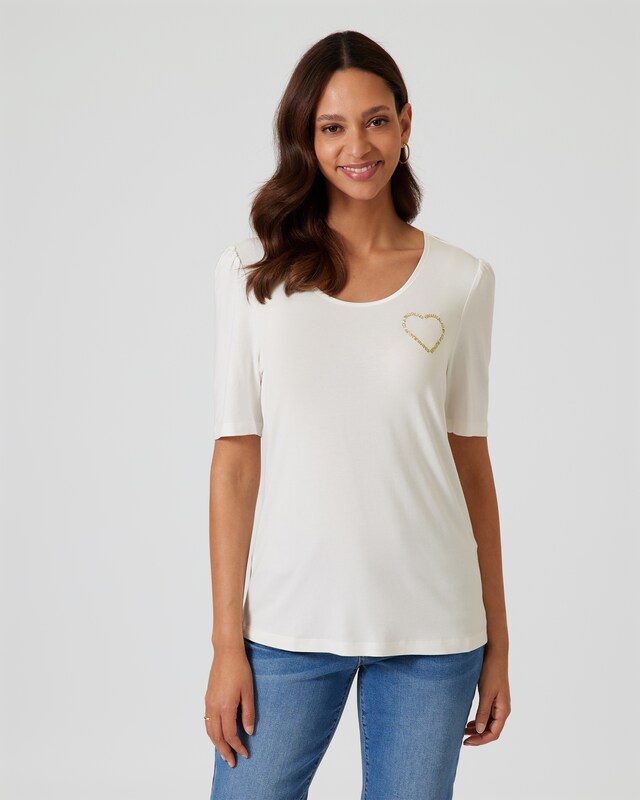 Shirt mit Stickerei in Herzform