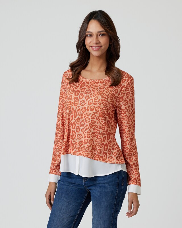 Strickshirt mit Blusen-Einsatz