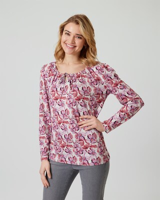 Shirt mit gerafftem Rundhals