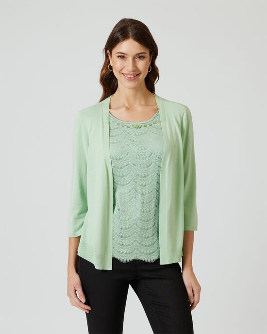 Produktabbildung für Strickshirt mit Spitzenbesatz