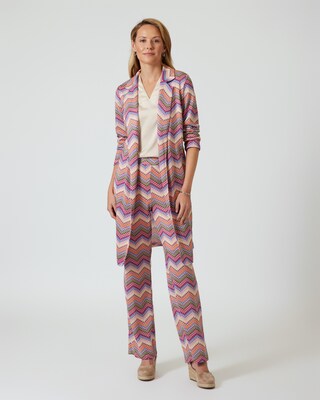Long-Cardigan mit Zick-Zack-Design