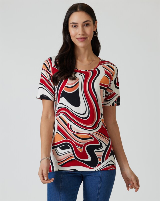 Midi-Shirt mit Wellendruck
