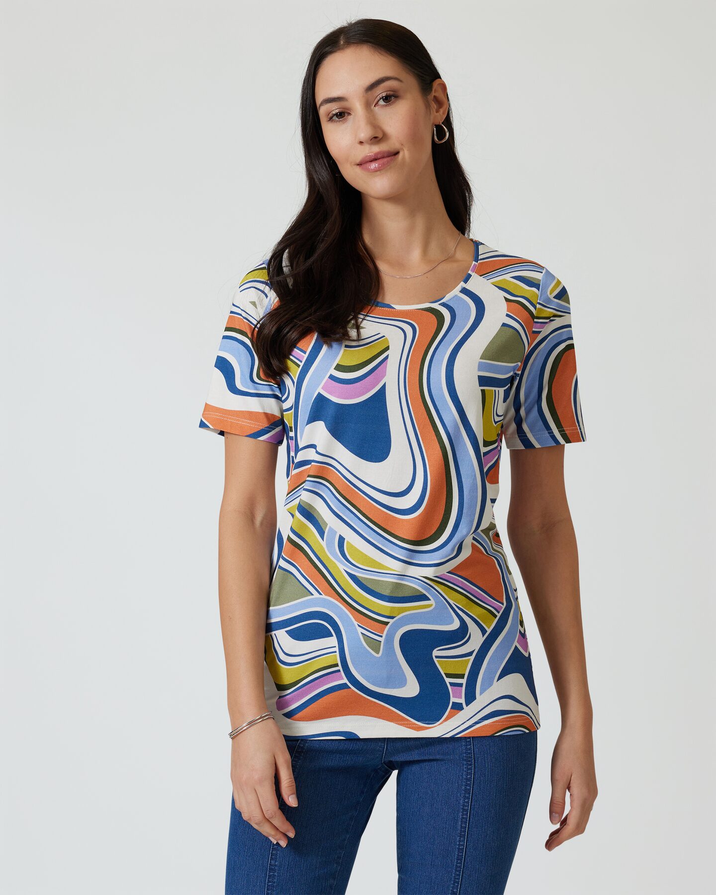 Produktabbildung für Midi-Shirt mit Wellendruck
