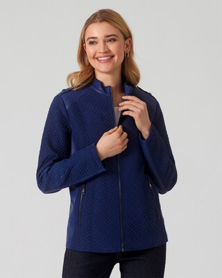 Steppjacke mit Lederimitat