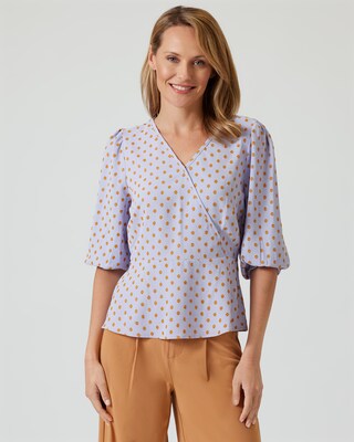 Pünktchenbluse mit Ballonärmel