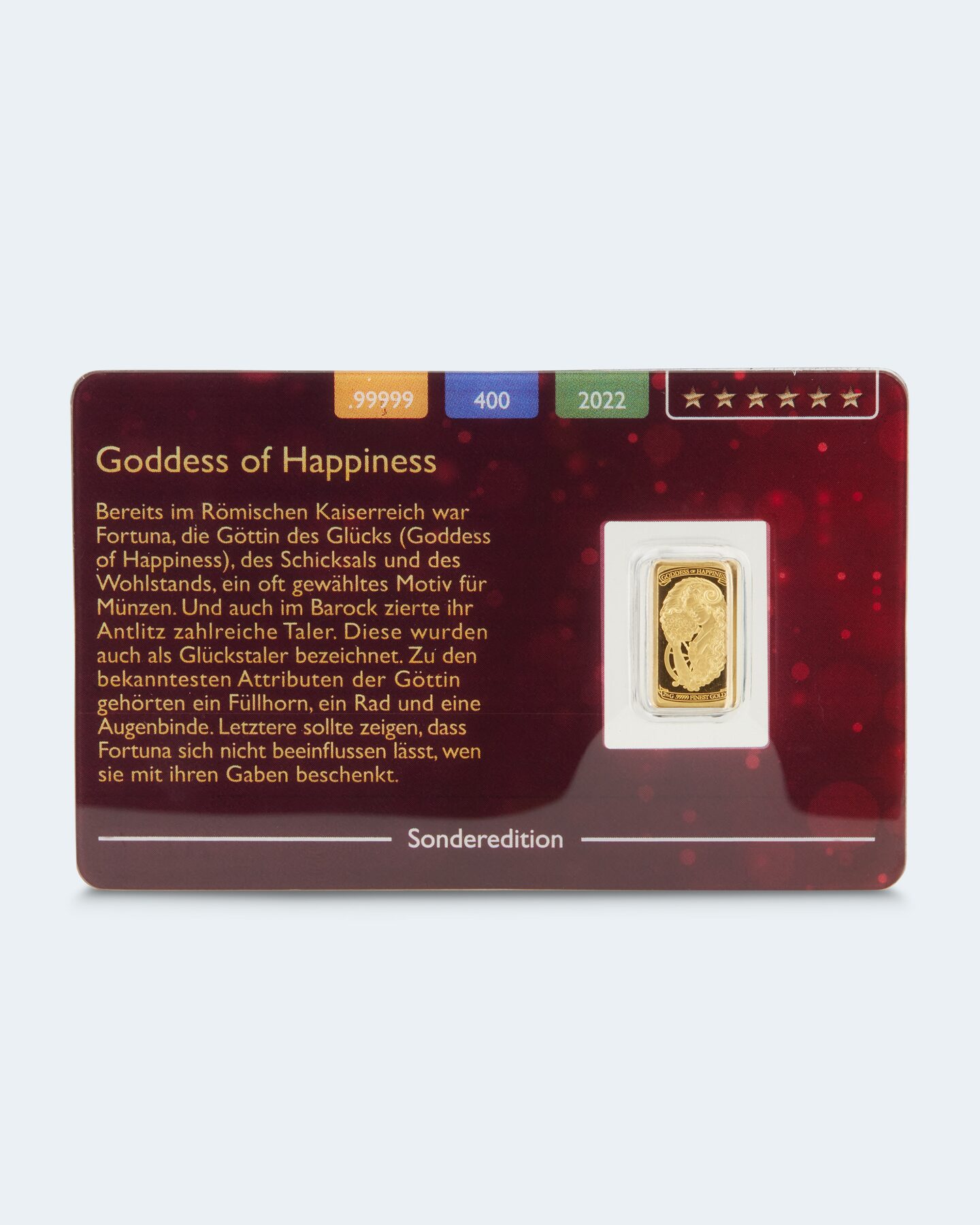 Produktabbildung für Goldbarren Goddess of Happiness 2022