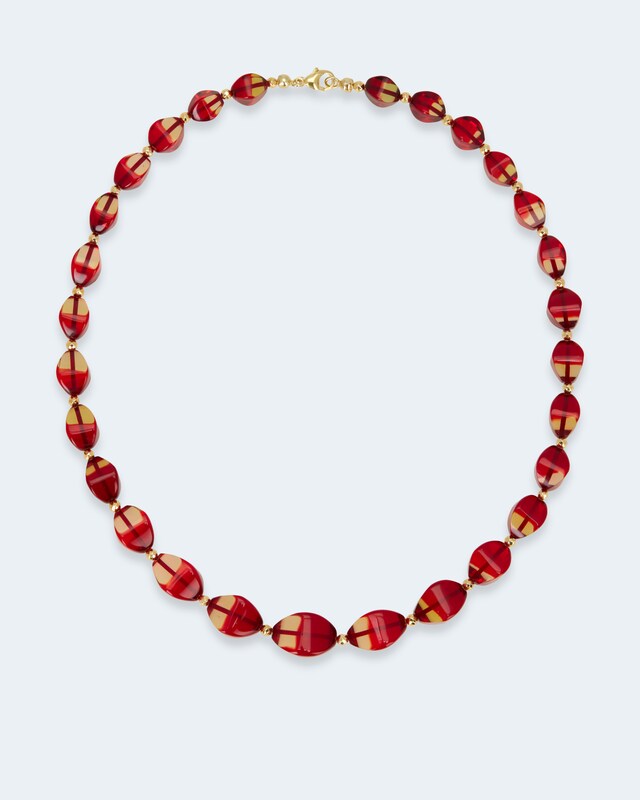 Collier mit Bernstein und Hämati