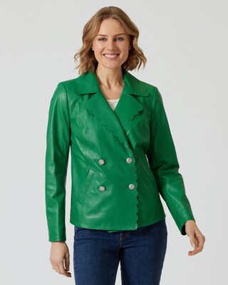 Lederblazer mit Schmuckknöpfen
