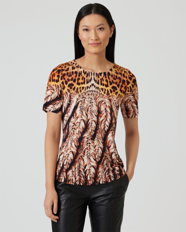 Shirt mit Mixdruck und Nieten