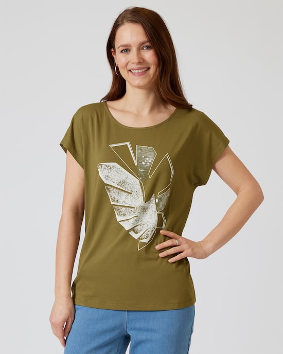 Produktabbildung für Shirt mit Blätterdruck