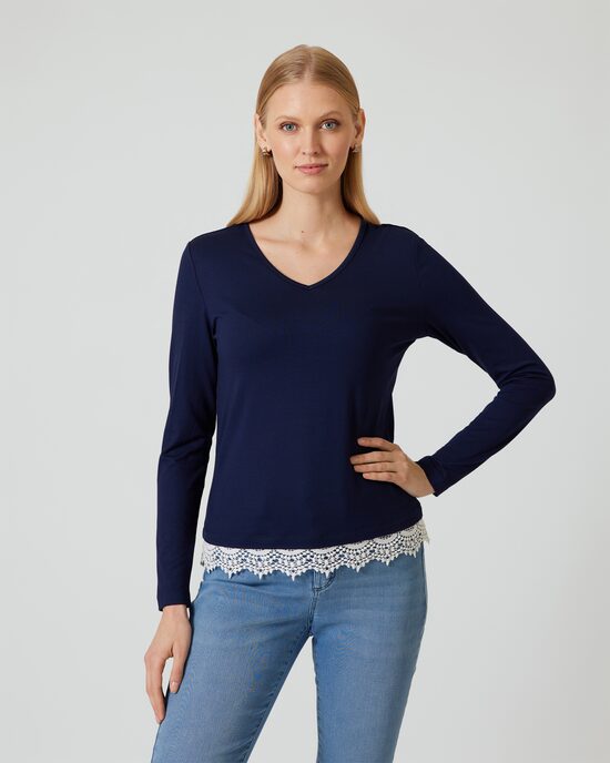 Produktabbildung für Shirt mit Spitzeneinsatz