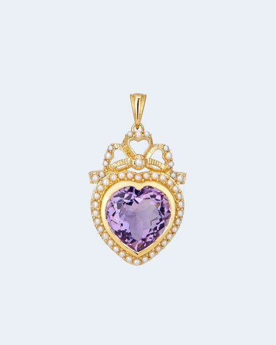 Produktabbildung für Herzanhänger mit Amethyst und Süßwasserzucht-Perlen