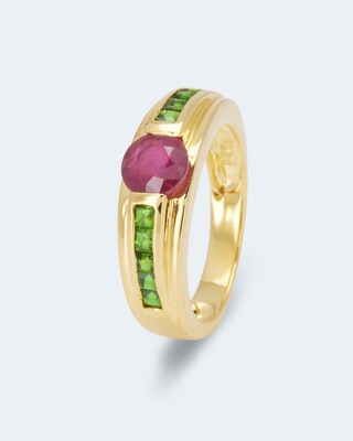 Ring mit Sambia Rubin & Chromdiopsid
