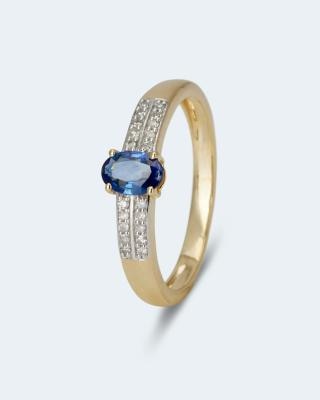 Ring mit Ceylon Saphir und Diamant