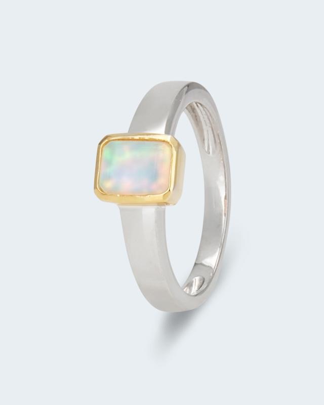 Bicolor-Ring mit äthiopischem Opal