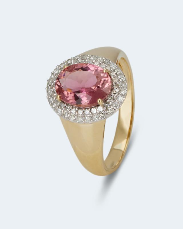 Ring mit Pink Turmalin und Diamant