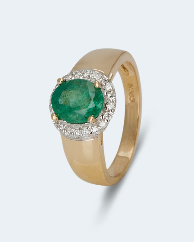 Ring mit Sambia Smaragd & Brillanten