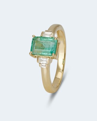 Ring mit Sambia Smaragd und Diamant