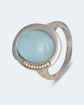 Ring mit Milky Aquamarin und Zirkon