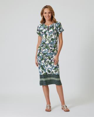 Kleid mit Borten- & Paisleydruck