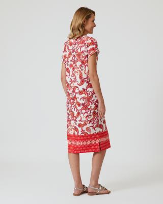 Kleid mit Borten- & Paisleydruck