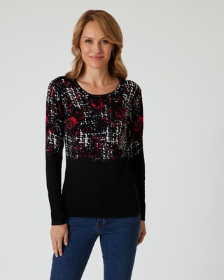 Classic Pullover "Blumen-Grafik-Mix"