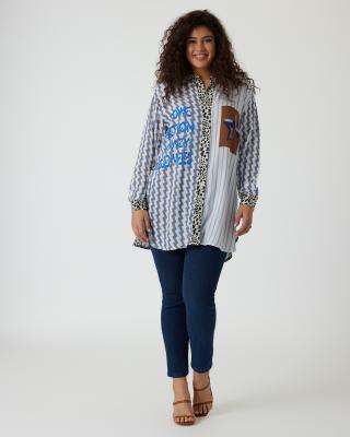 Longbluse Muster-Mix mit Stern