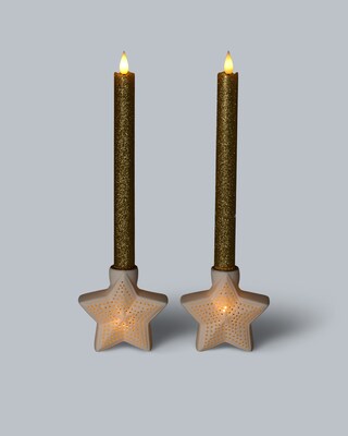 Kerzenhalter Stern mit Glitzerkerzen, 4tlg.