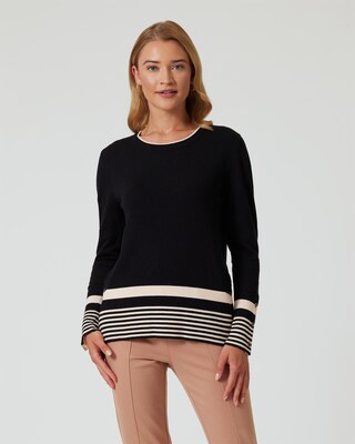 Pullover mit Streifensaum