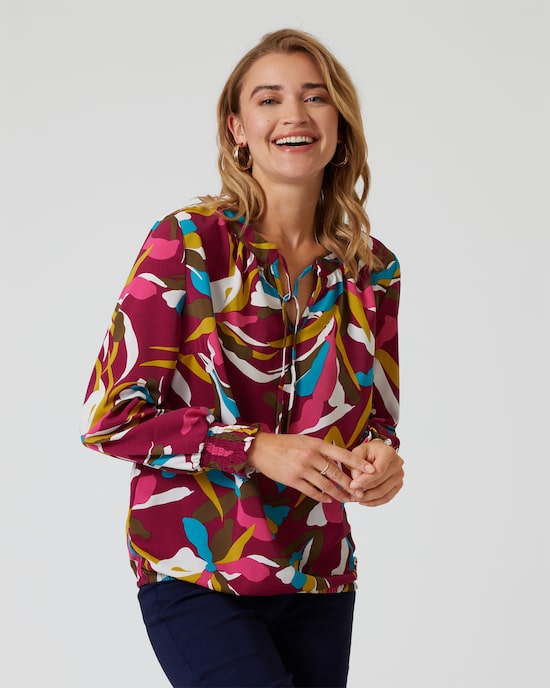 Produktabbildung für Tunika-Bluse mit Blumendruck
