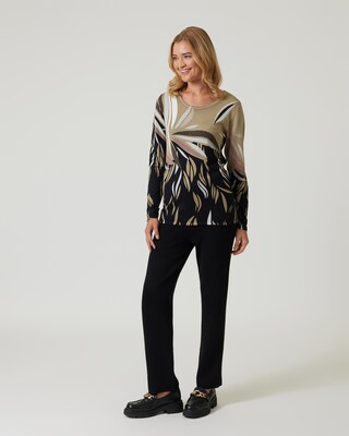 Pullover mit Blätter- und Grafikdruck