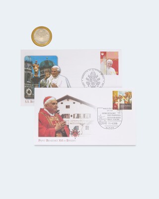 Gedenk-Set Papst Benedikt XVI. & J. Paul II.