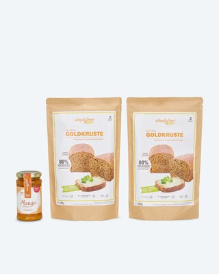 Backmischung Goldkruste + Fruchtaufstrich Mango