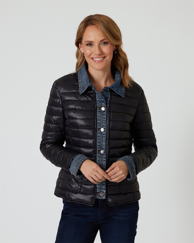 Steppjacke mit Jeansdetails