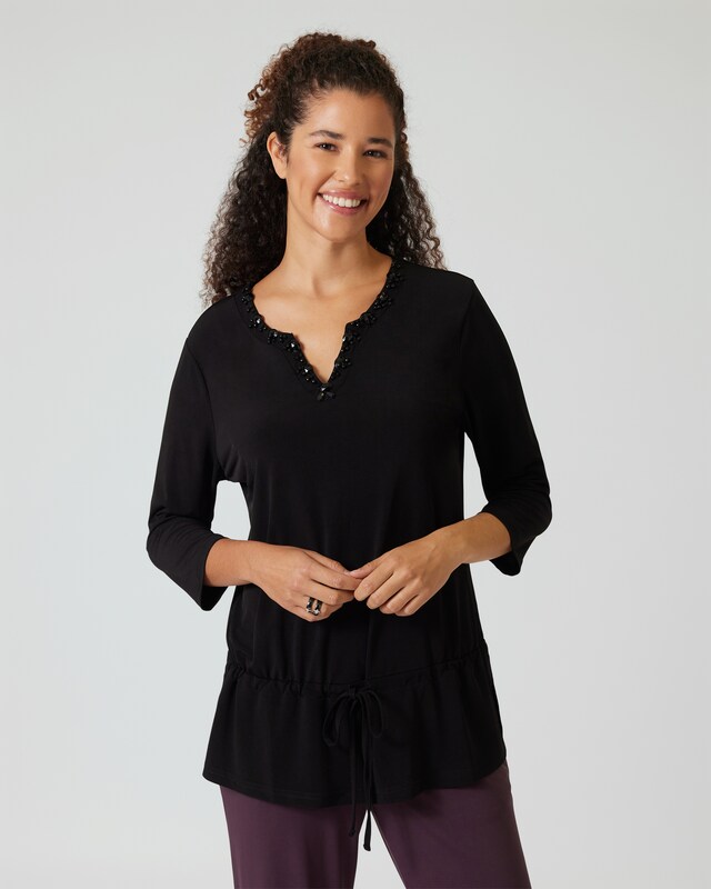 Longshirt mit Tunnelzug am Saum