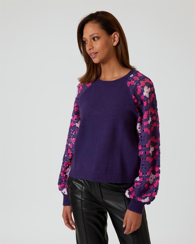 Pullover mit Blumen-Raglanärmeln