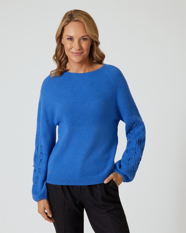 Pullover mit Stickerei und Perlen
