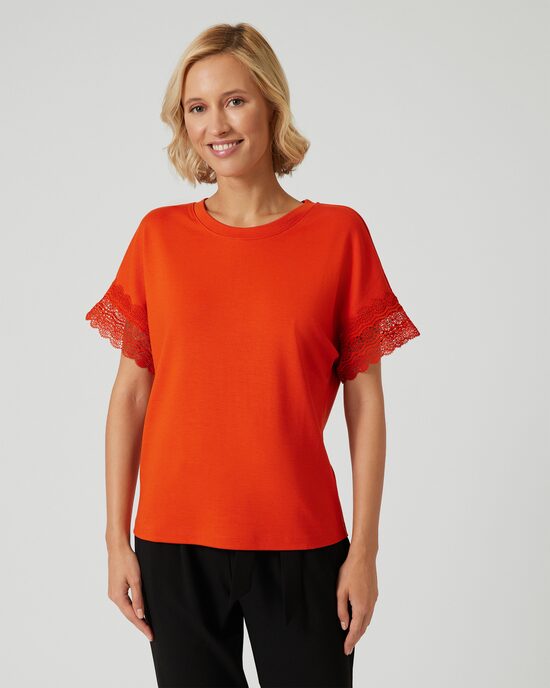 Produktabbildung für Shirt mit Spitze am Ärmel