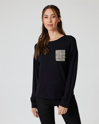 Shirt mit Bouclé-Brusttasche