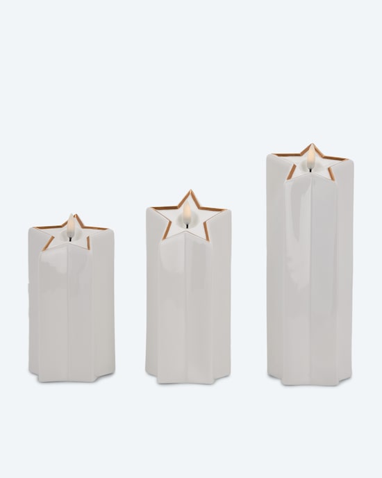 Produktabbildung für Keramik-Kerzen Sternform, 3tlg.