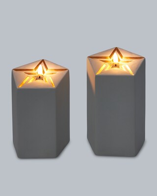 Keramik-Kerzen Sternform, 2tlg.