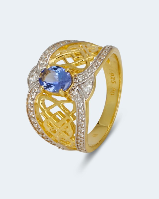 Ring mit Tansanit AAAA + Zirkonen