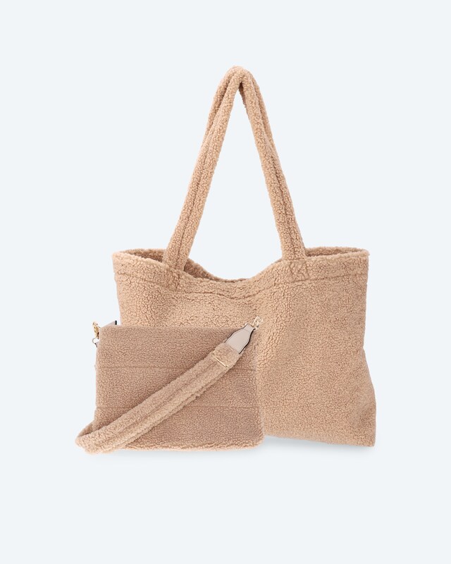 Shopper und Clutch im Teddy-Design