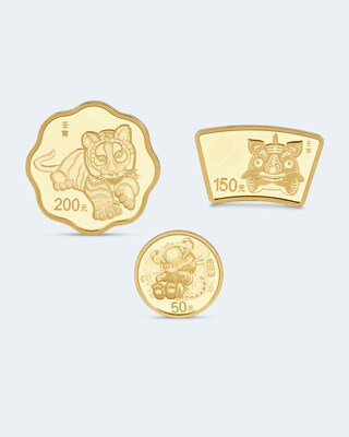 Gold-Set Jahr des Tigers China 2022, 3tlg.