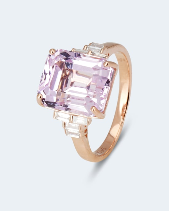 Produktabbildung für Ring mit Kunzit & Diamanten