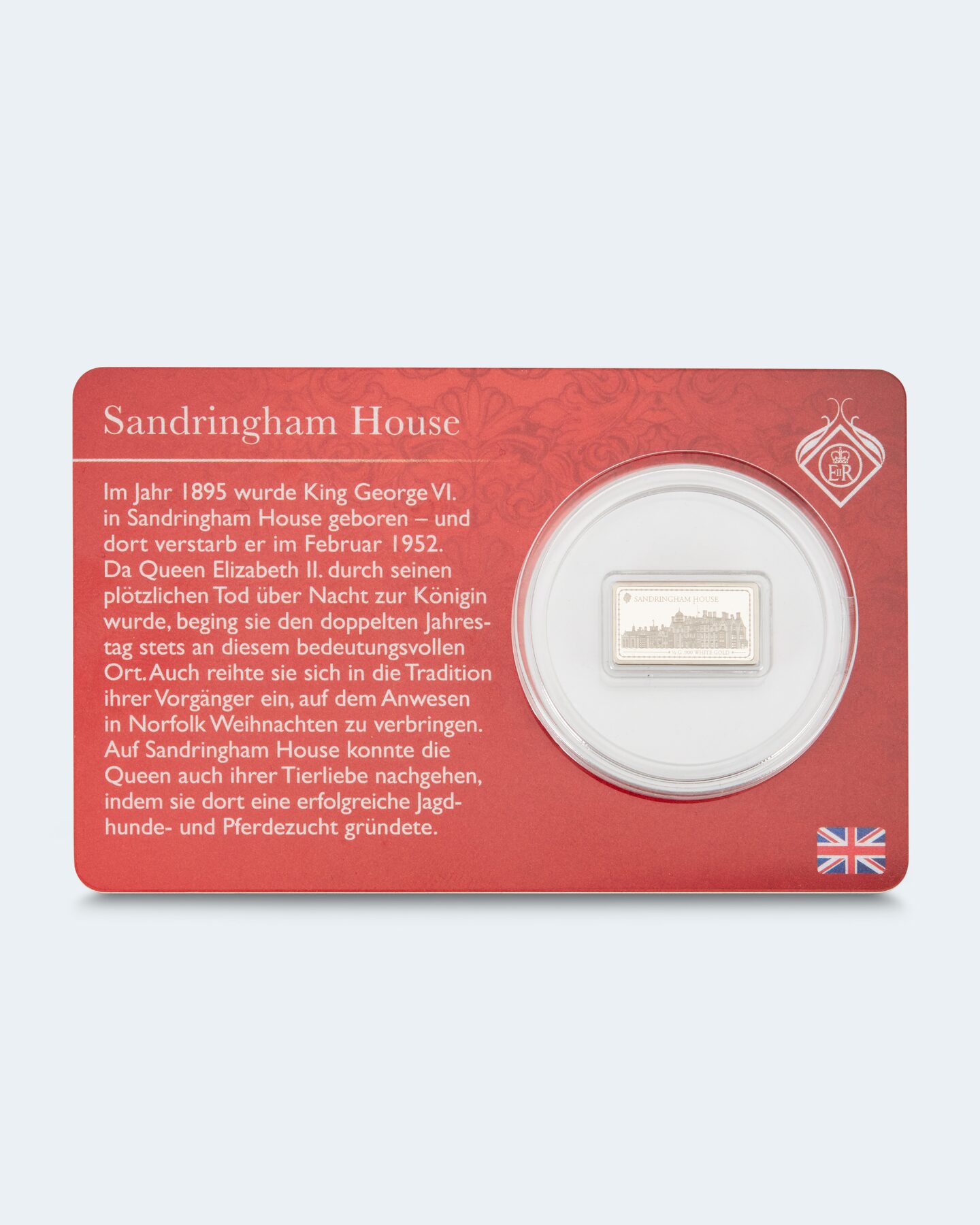 Produktabbildung für Goldmünze QE II Schlösser Sandringham House 2023