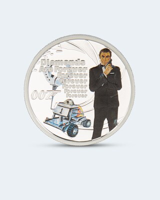 Silberfarbmünze James Bond - Diamonds Are Forever 2021