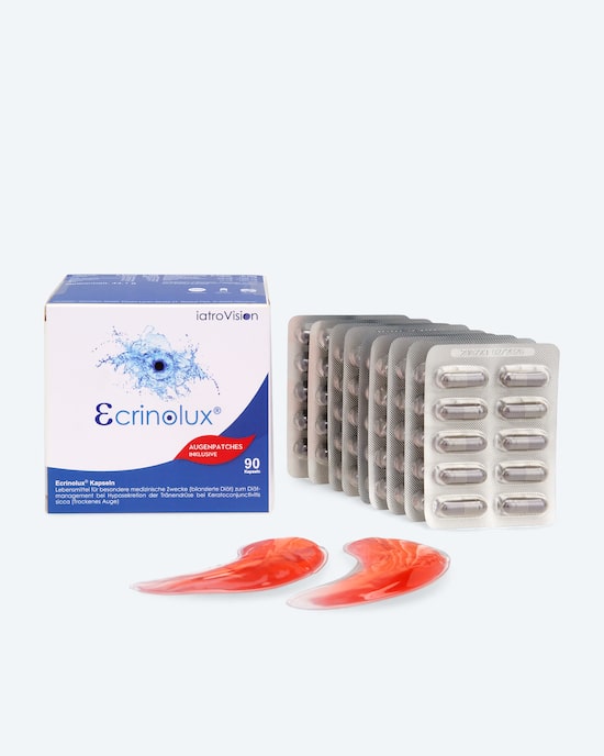 Produktabbildung für Ecrinolux® Augenkapseln, 90 St. mit Eyepatches gratis